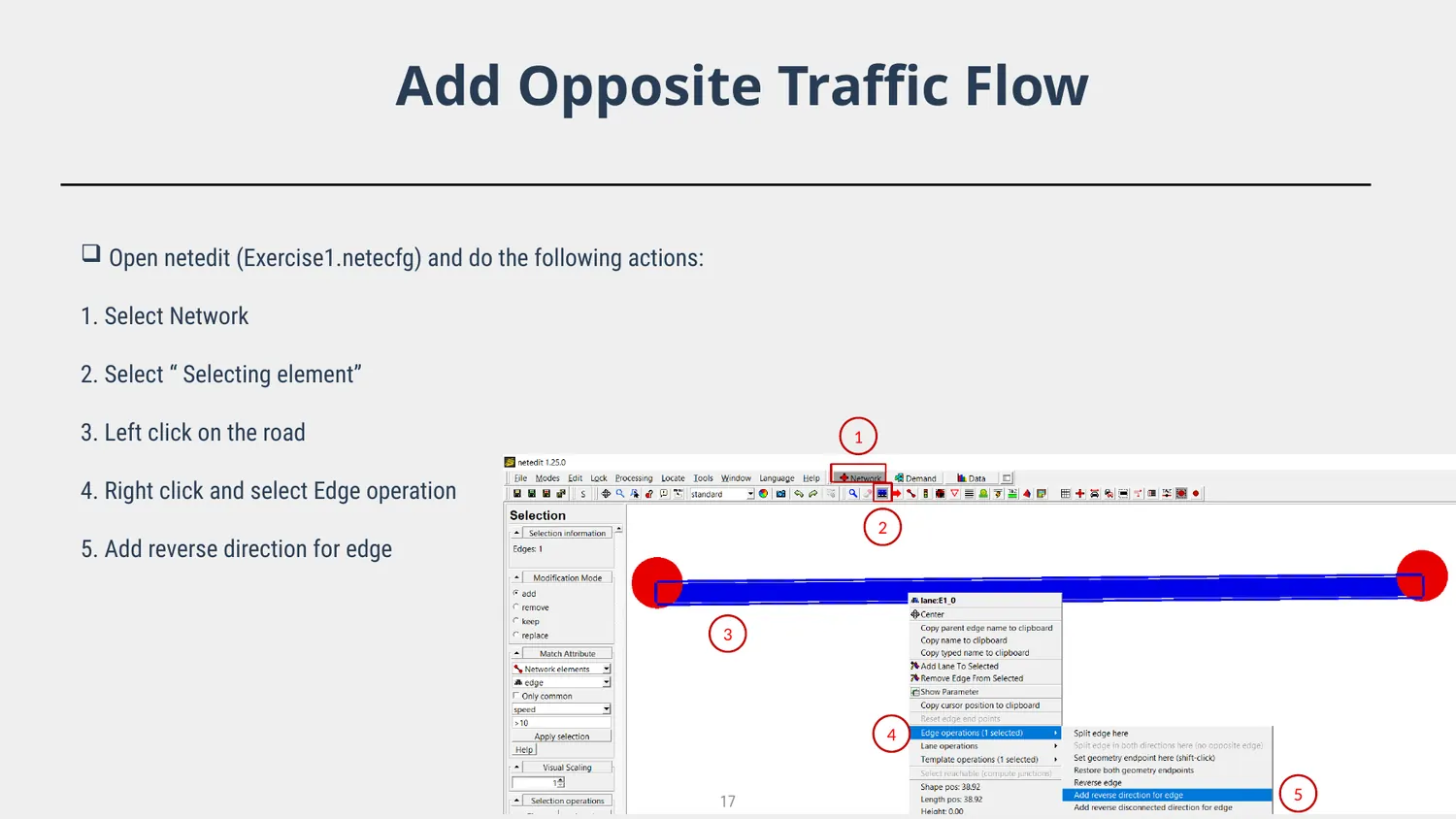 NetEdit edge operation menu for adding reverse direction